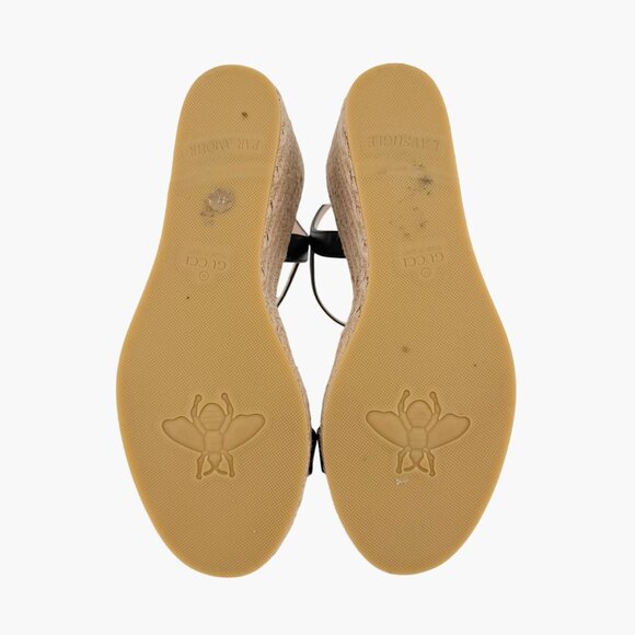 Gucci Aitana GG Marmont Black Leather Espadrille Wedge Sandals Size 41 US 11 - Picture 12 of 14